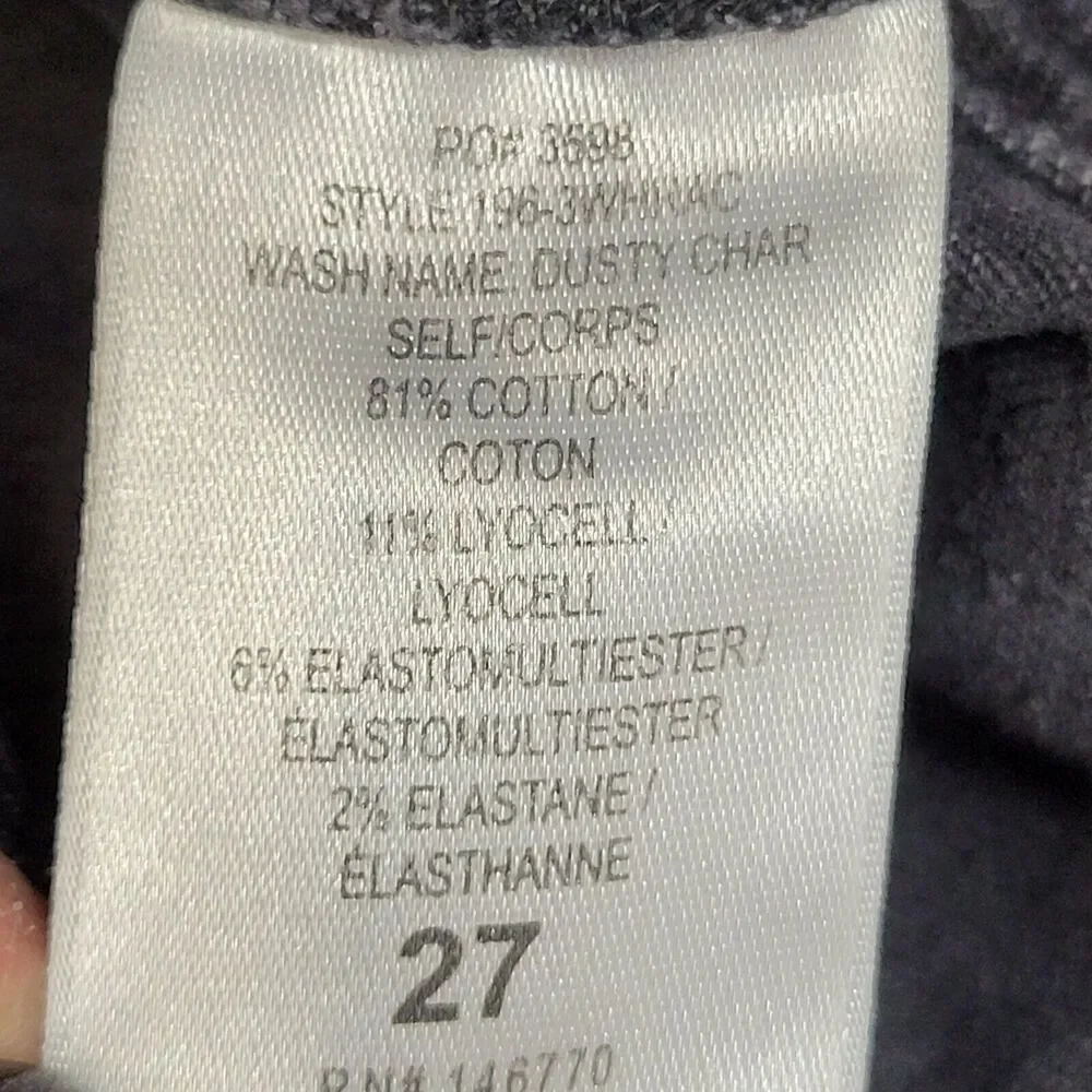 Re/Done 70's Ultra High‎ Waist Raw Hem Stovepipe Jeans Size 27 Dusty Char Black